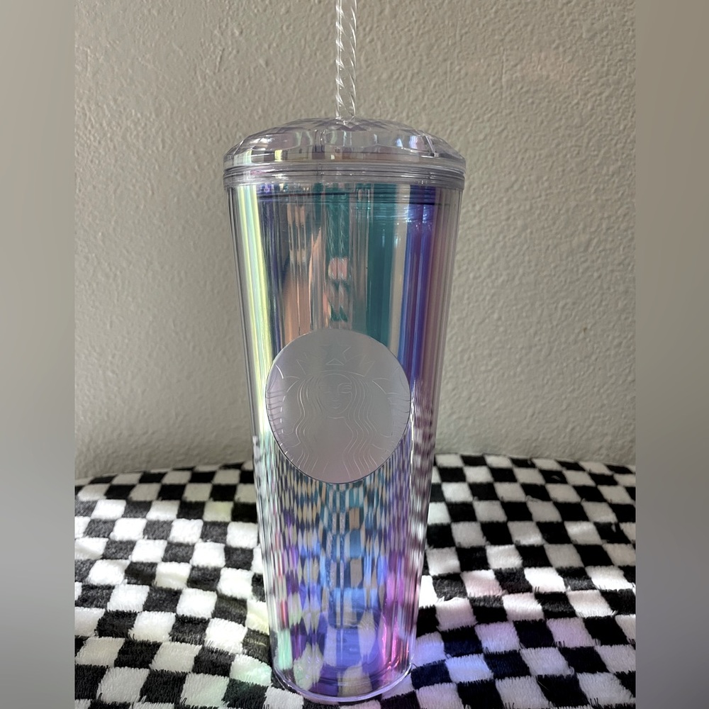 Iridescent Starbucks tumbler with bubble lid